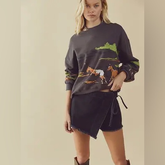 Free People Running Horses Oversized Crewneck - Picture 2 of 5